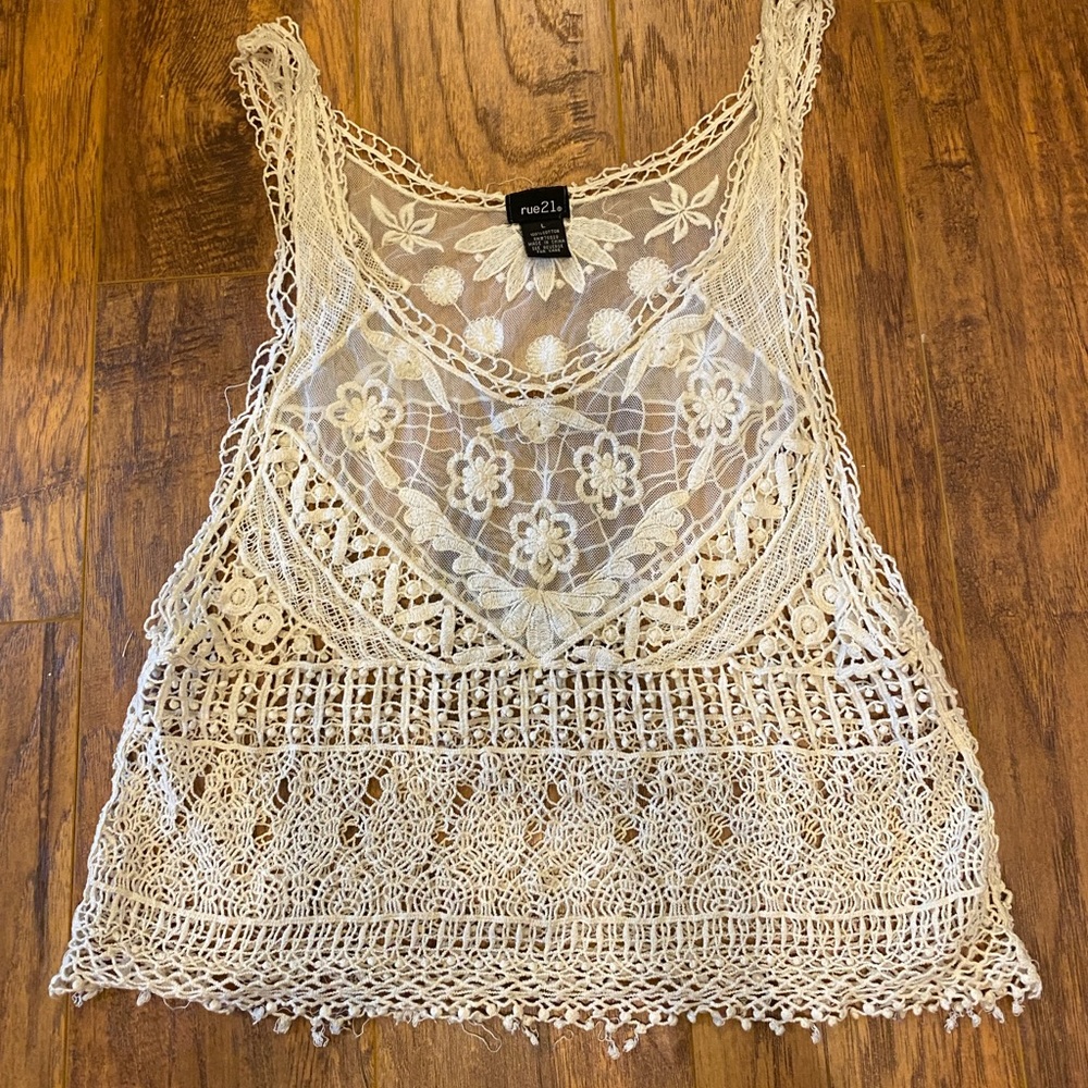 Sheer crochet boho crop top